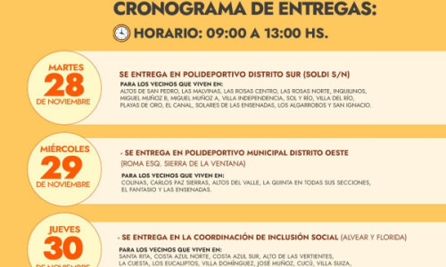 CRONOGRAMA DE ENTREGA DE MÓDULOS ALIMENTARIOS