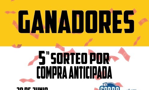 ESTOS SON LOS GANADORES DEL QUINTO SORTEO POR COMPRA ANTICIPADA DEL GORDO!!