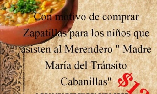 Venderán locro para comprarle zapatillas los niños