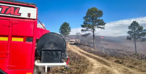 Amplio operativo para combatir un incendio forestal en Yacanto
