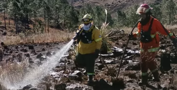 Bomberos contuvieron el incendio forestal de Yacanto