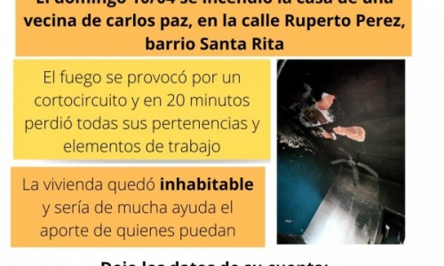 Perdió su casa en un incendio